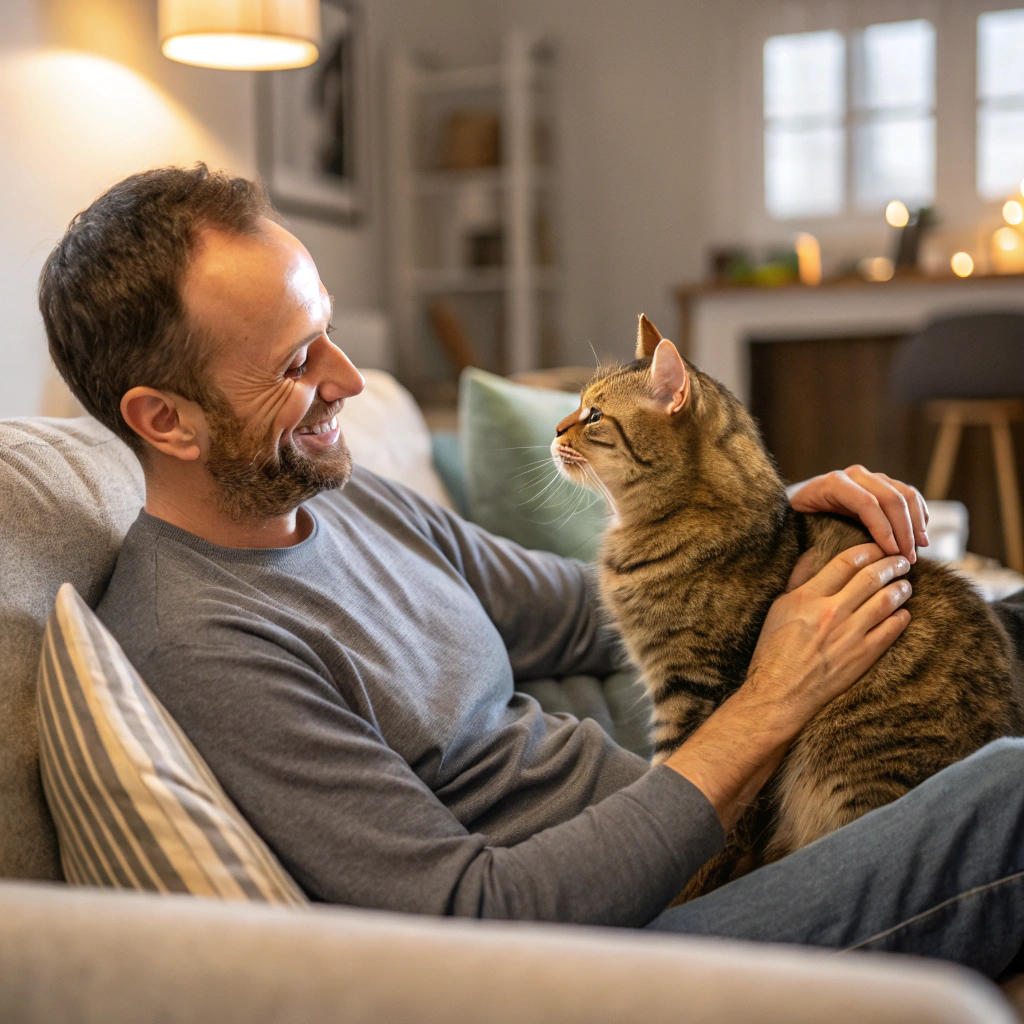 cat and man
