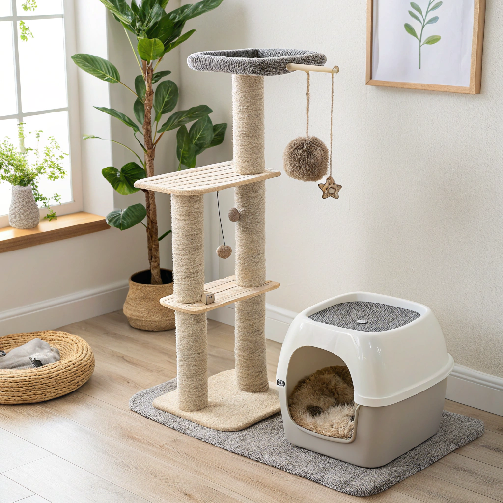 cat tree with litter box