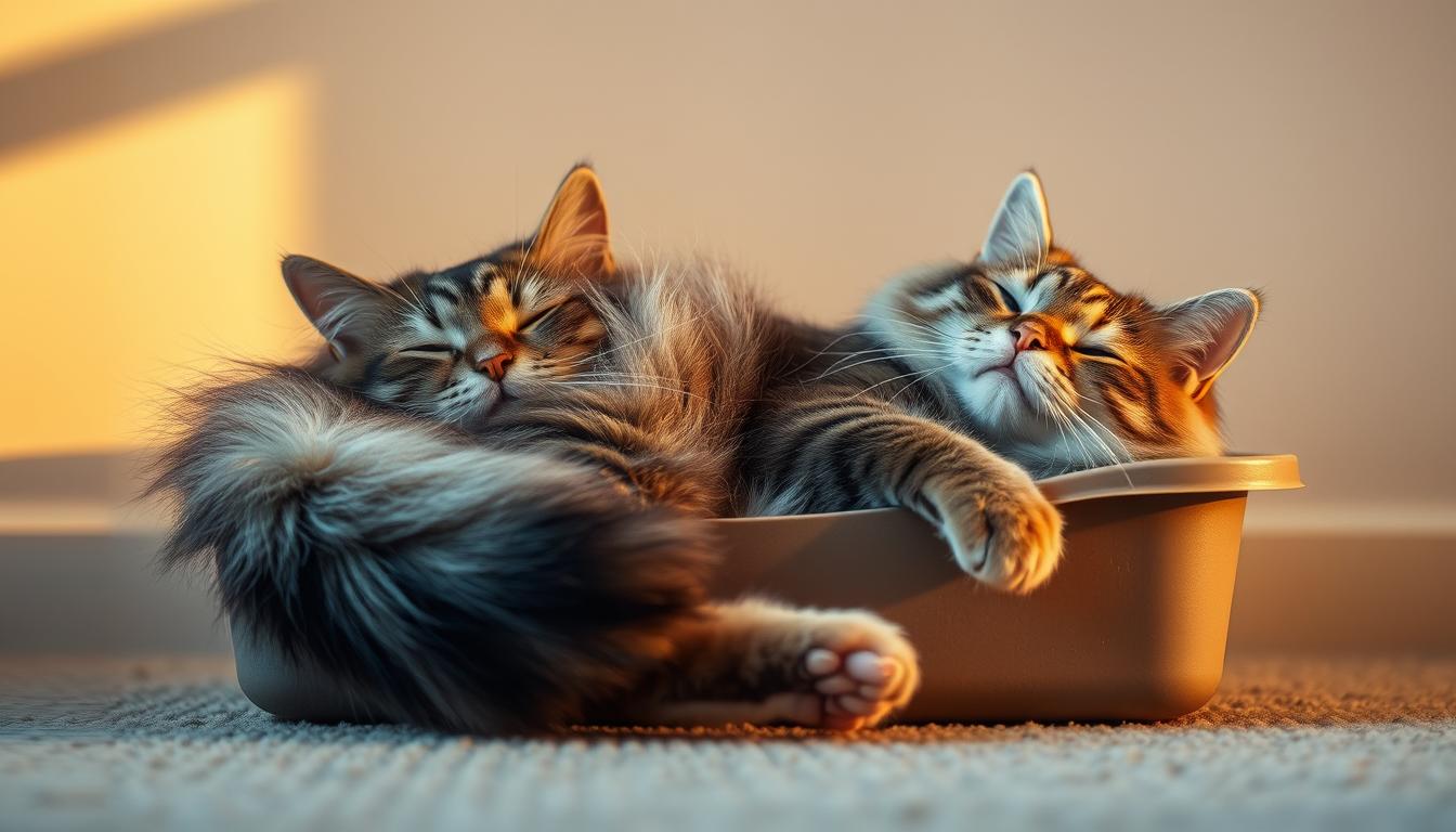 cat laying in litter box